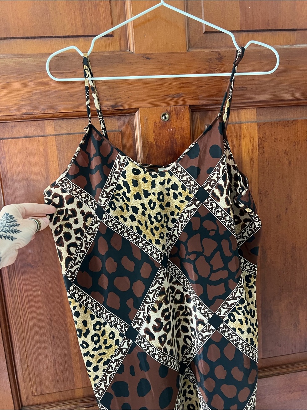 Vintage Animal Print Chemise Nightgown Slip Dress Loungewear Size Large - Picture 5 of 7